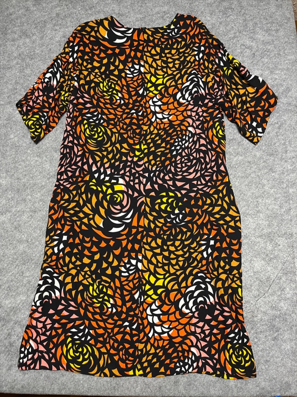 Marimekko Black Dress with Orange and Pink Abstract Print - Picture 6 of 12